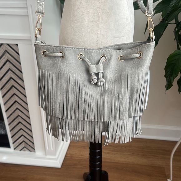 VENUS Gray Fringe Crossbody Bag - Picture 3 of 10